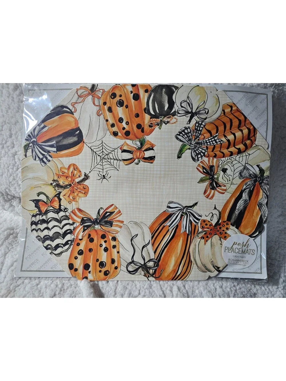 (2 Packs) New Posh 10 Placemats Paper Halloween Pumpkins & Spiders Webs 17